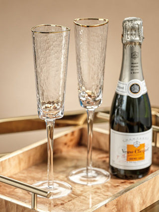 Aperitivo Triangular Champagne Flute with Gold Rim
