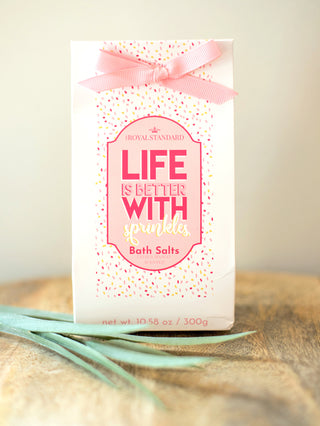 give this pretty bag of mango epsom salts for valentines and galentines day as a pampering and romantic gift