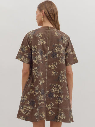 Sugar Bloom Mini Dress - Brown