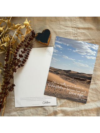 sweet inspirational card for a loved one with a beautiful desert on the front
