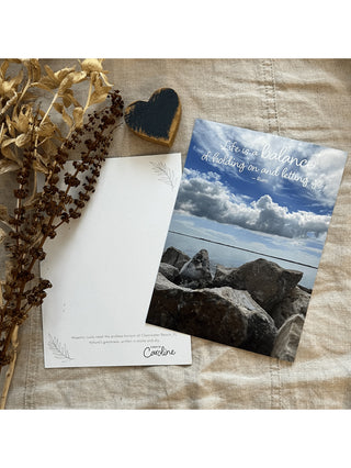 sweet inspirational card for a loved one with a pretty lake on the front