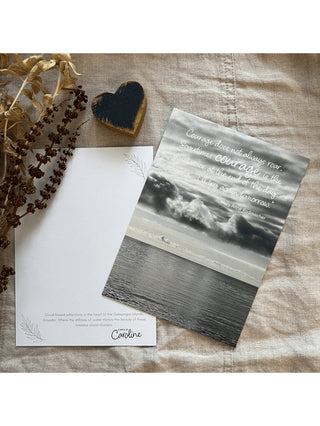 sweet inspirational card for a loved one with a gorgeous skyline over the ocean on the front