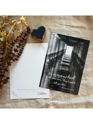 sweet inspirational card for a loved one with a pretty view under a pier on the front