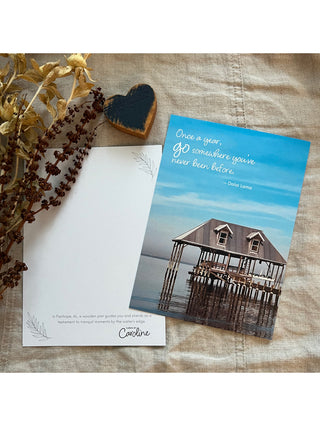 sweet inspirational card for a loved one with a pretty view of the lake on the front