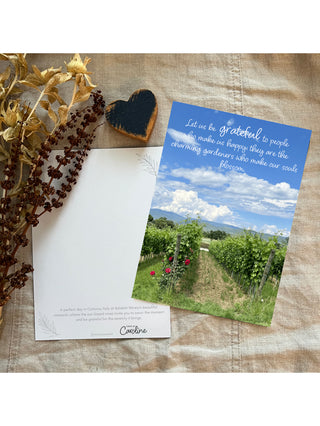 sweet inspirational card for a loved one with a beautiful vineyard photo on the front