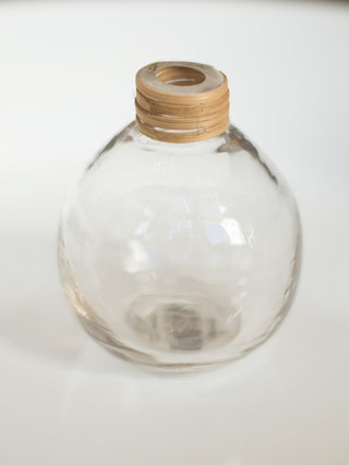 round shaped clear artisan handcrafted vase