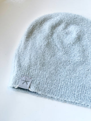 soft barefoot dream baby beanie in light blue color