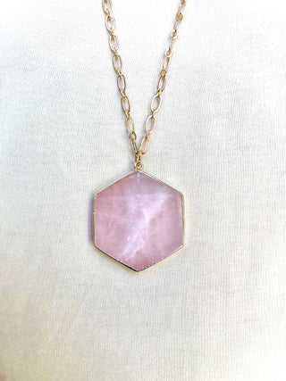 Dame Hexagon Necklace - Gold and Pink