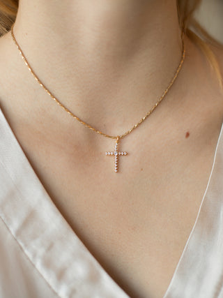Eternal Brilliance Cross Necklace - Gold