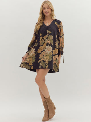 Evening Garden Mini Dress - Black