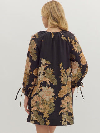 Evening Garden Mini Dress - Black