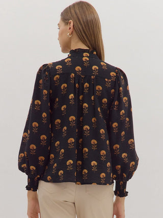 Frolic Floral Top - Black