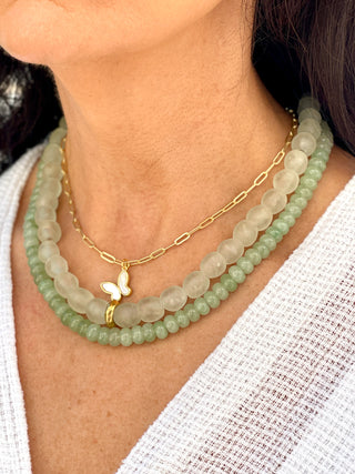 Glimmering Glass Necklace - Green