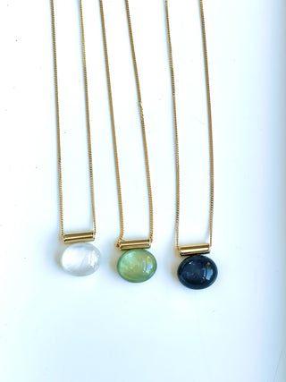 crafted bright pebble charm necklaces on a gold chain with lobster clasp