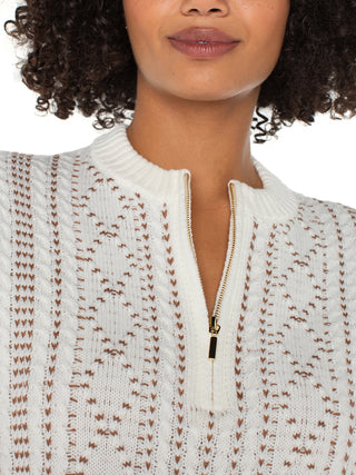 Liverpool Dolman Zip Sweater - Cream/Camel