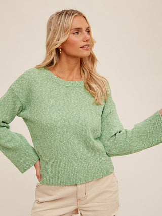 lightweight long sleeve green cotton sweater