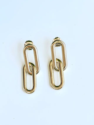 luxurious gold drop link earrings with post back design