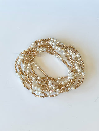 Lee Gold and Pearl Bracelet Stack