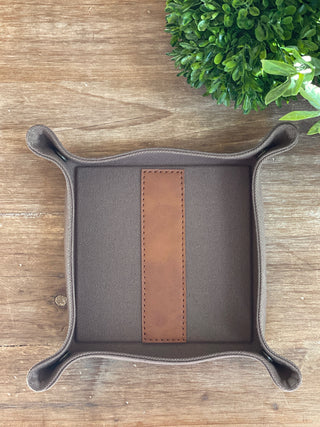 mens catch all organization tray in olive green for loose change and keys