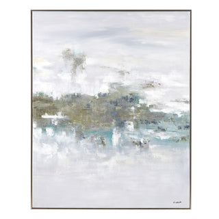 Misty Greens - Landscape Canvas Art with Gold Frame
