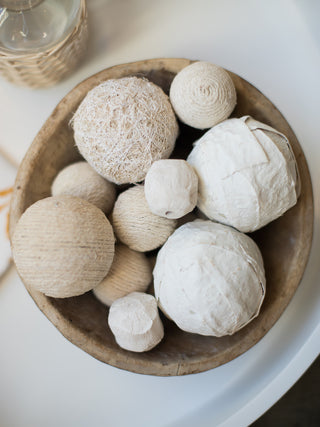 beachy box of dried natural orbs for decorative display