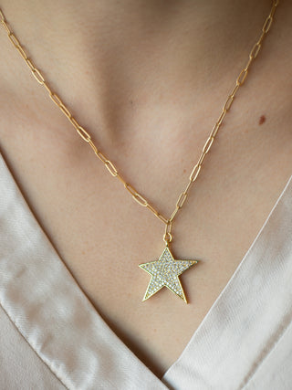 wear this rhinestone star necklace on a gold chunky chain as statement jewelry or give as a gift