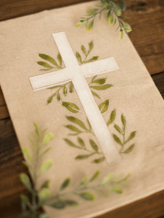 Cross and Church Painted Linen Towels