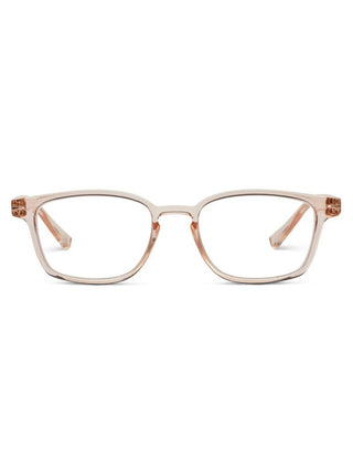 cute reading glasses with a simple translucent tan frame