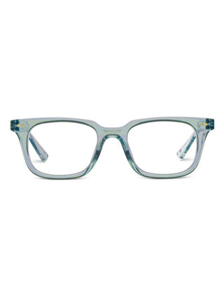 throwback southern charm style reading glasses in a soft blue color