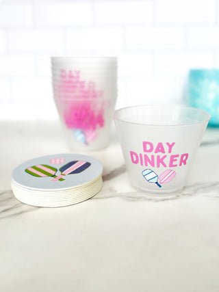 pickleball cup and coaster with day dinker
