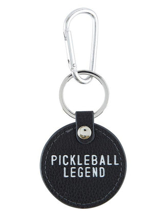 round pickleball black keychain with silver hardware