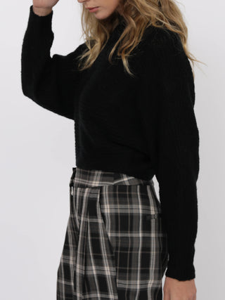 Remember Me Overlapped Back Sweater - Black