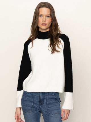 Sanctuary Downtown Mock Neck Sweater - Black/Chalk