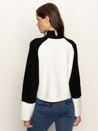 Sanctuary Downtown Mock Neck Sweater - Black/Chalk