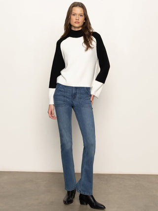 Sanctuary Downtown Mock Neck Sweater - Black/Chalk