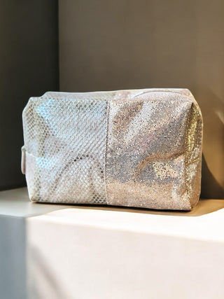 Simple Sparkle Cosmetic Bag - Light Gold