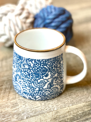 Stoneware Mug Blue and White