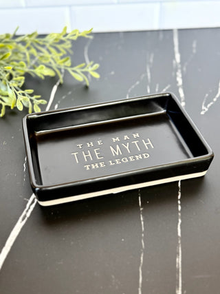 black fathers day trey with engraved message