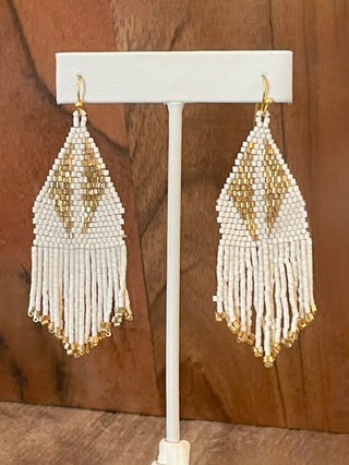 Turk Earrings - White and Gold