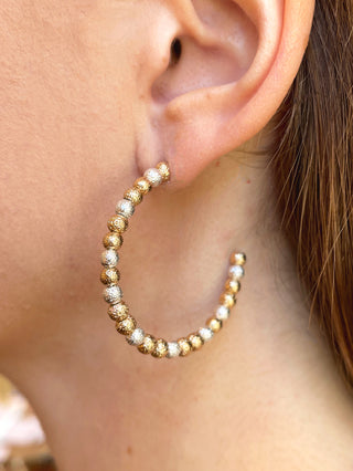 half hoop gold and silver beaded earrings for a night out
