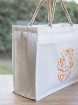 Tiger Tote Bag - White and Orange