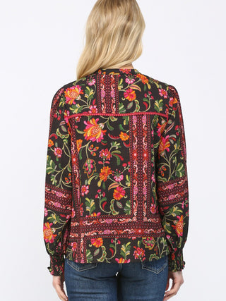 Dark Romance Floral Blouse - Black Multi
