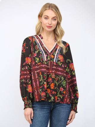 Dark Romance Floral Blouse - Black Multi