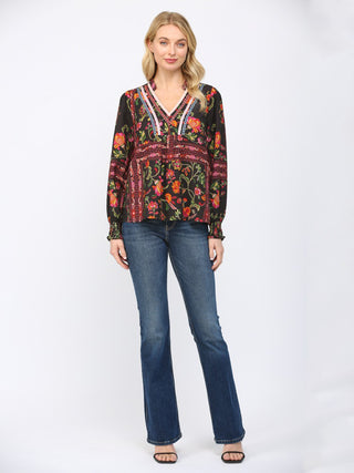 Dark Romance Floral Blouse - Black Multi