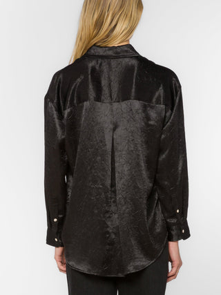 Vela Crinkle Silk Shirt - Black