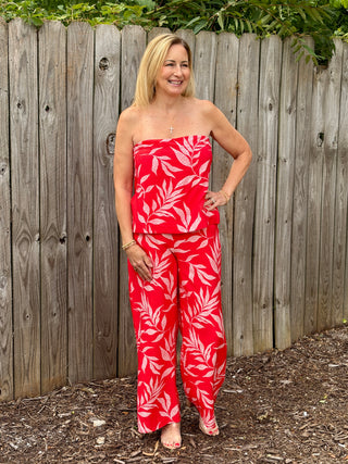 Sunset Palms Pant - Red