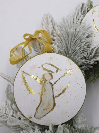 Metal Disc Angel Ornament