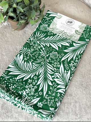a michel design works decorative kitchen towel set with a green botanical design