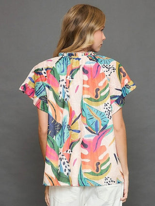 Vibrant Flirt Blouse - Orange Multi