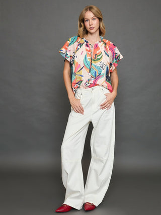 Vibrant Flirt Blouse - Orange Multi